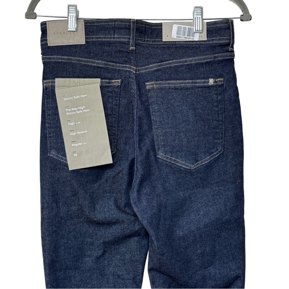 {Everlane} "The Way High Skinny Split Hem" Dark Navy Blue Stretch Denim Jeans - Picture 5 of 8